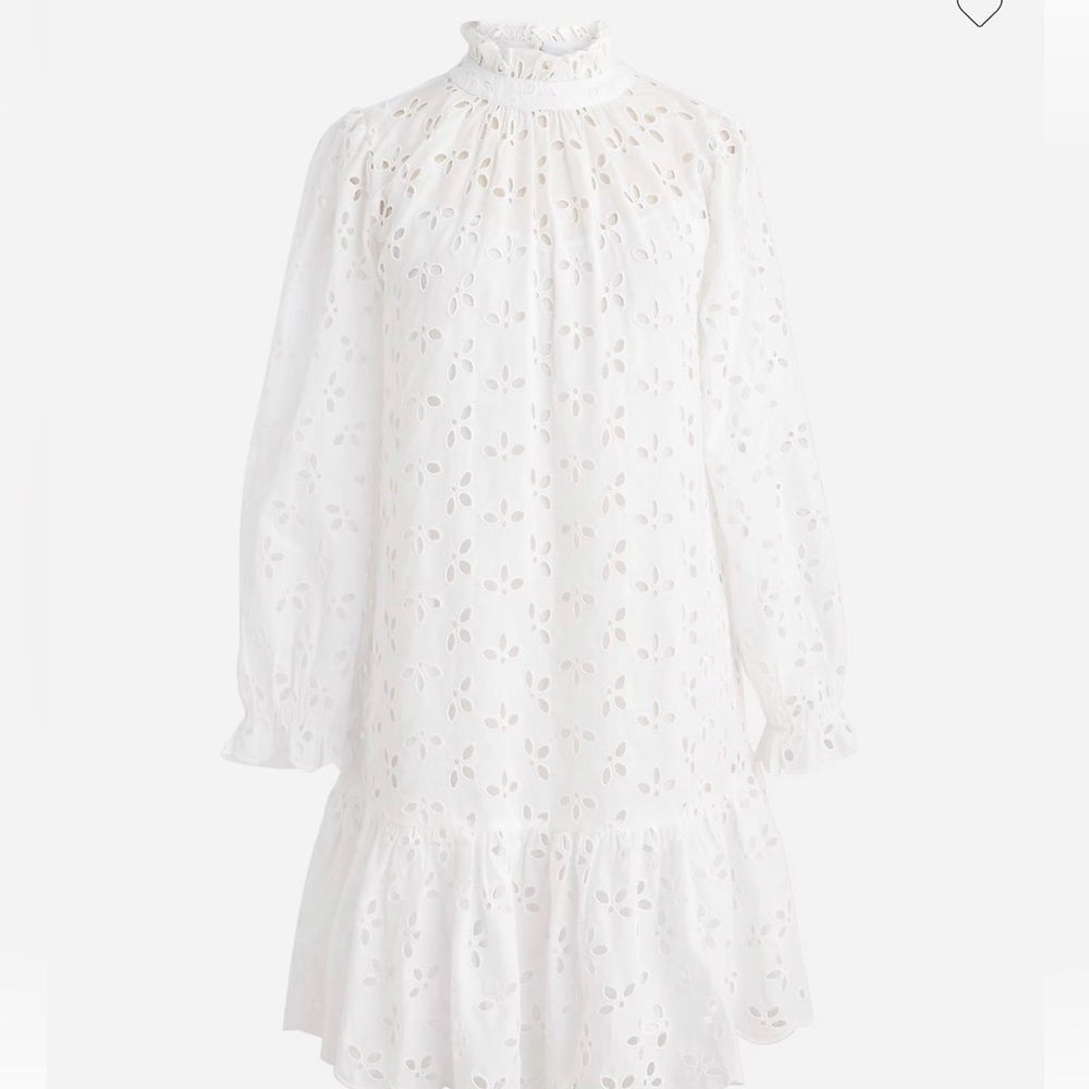 J Crew Ruffleneck mini dress in eyelet